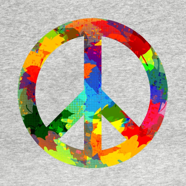 Peace symbol bright colors hippie style by pickledpossums